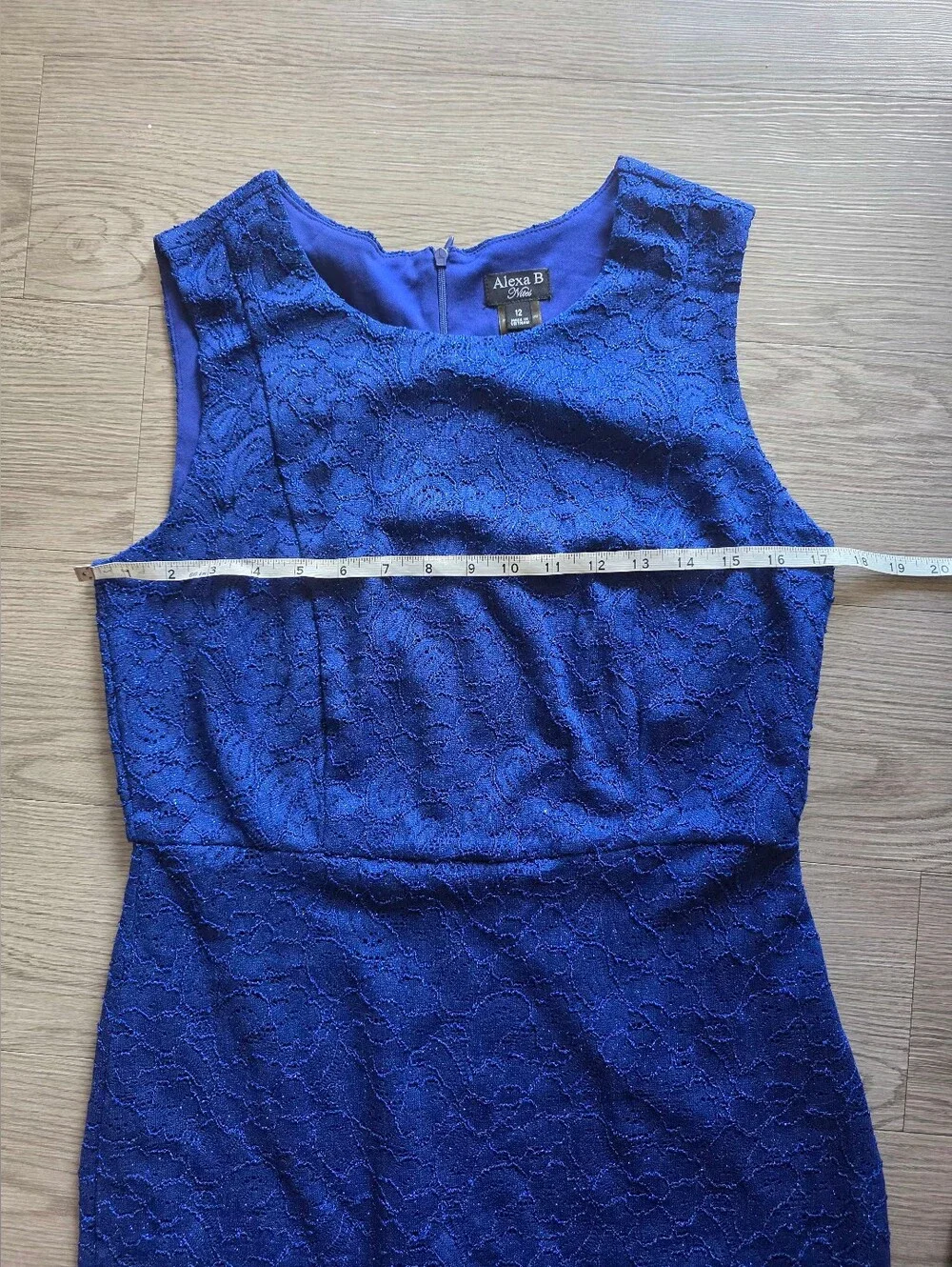 NWT Alexa B Nites Royal Blue Lace Glitter High-Low Mermaid Dress Size 12 - Picture 4 of 8